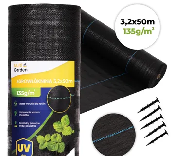 MultiGarden crna UV-otporna agrotekstilna tkanina 135 g/m² protiv korova 3,2 × 50 m, s klinovima - Pribislavec