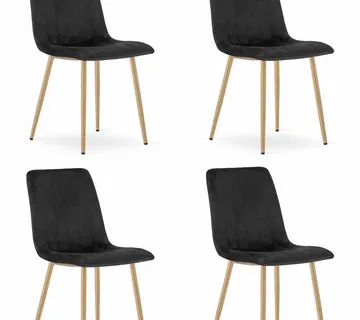 LAVA set stolica - crni baršun / noge u boji drveta x 4 - Pribislavec