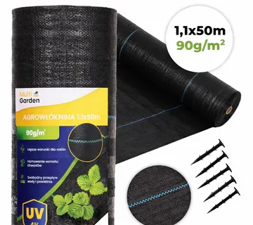 MultiGarden crna UV-otporna tkanina protiv korova 90 g/m², 1,1 × 50 m, s klinovima - Pribislavec