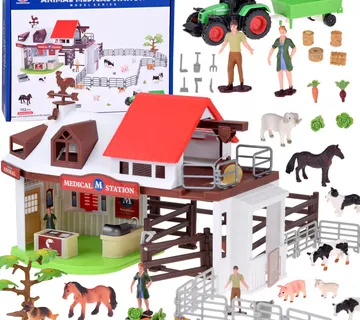 Set za veterinarsku stanicu životinja - 102 elementa Farme: Traktori, životinje, dodaci! - Pribislavec