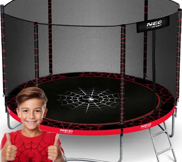 Neo-Sport vrtni trampolin 252 cm (8 ft) s vanjskom mrežom i ljestvama, crvena paukova mreža - Pribislavec