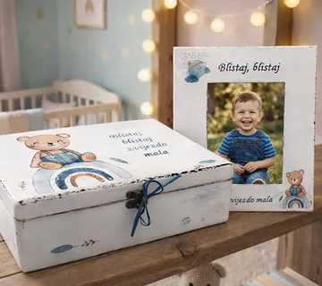 Set kutija uspomena i okvir za fotografiju za dječaka - Virje