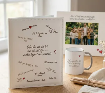 Personalizirani poklon set za učiteljicu – fotoalbum, šalica i okvir z - Virje