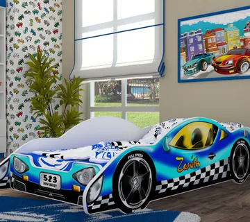 Drveni dječji krevet formula plava – 190*90 – ime (djeteta) po želji - cover