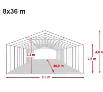 SKLADIŠNI ŠATOR PROF 8x36x4x2.6 PVC - cover