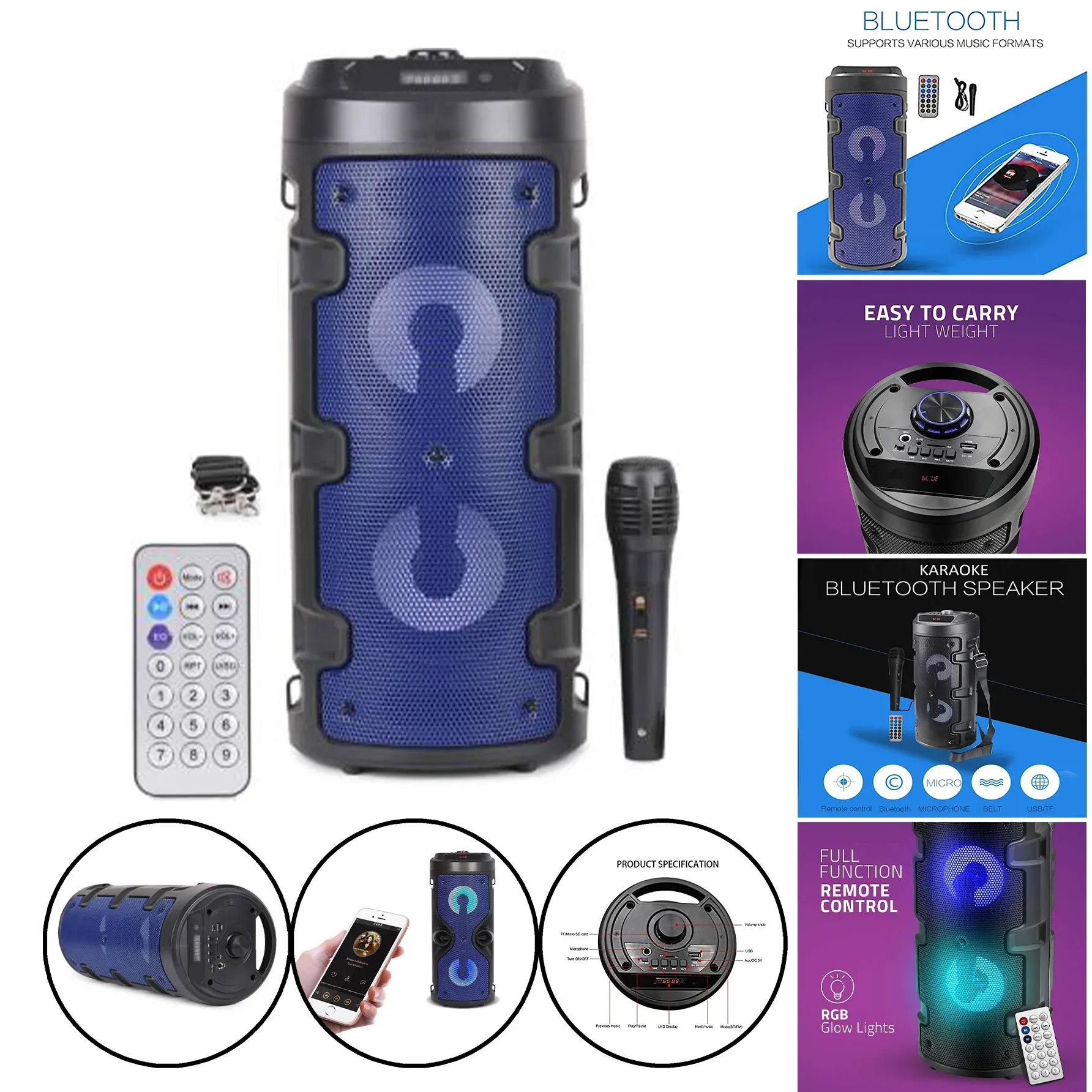 Zvučnik + mikrofon+daljinski + FM+USB+aux+mic+micro sd* + RAČUN - cover