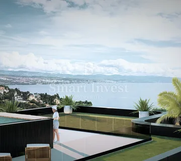 IČIĆI, raskošni penthouse 3S+DB s krovnom terasom i bazenom (A7) - Ičići, Opatija