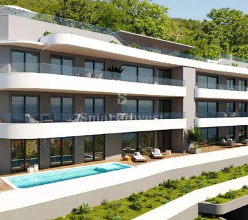OPATIJA, luksuzna novogradnja 3S+DB, s privatnim bazenom i pogledom na more (A)