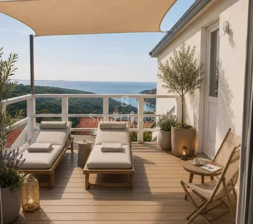 DUGA UVALA, penthouse s pogledom na more i parkingom, blizu plaže - Šegotići, Marčana