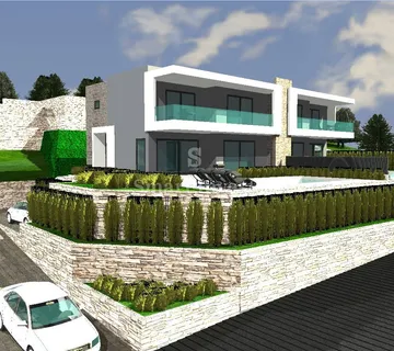 KOSTRENA, dvojna vila s bazenom i pogledom na more, u izgradnji - cover