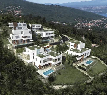 LOVRAN, građevinsko zemljište s dozvolama za gradnju 6 vila pogled more - cover