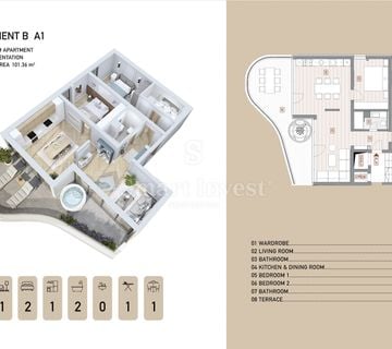 OPATIJA - CENTAR, stan 2S+DB s pogledom na more u novogradnji (B-A1) - cover
