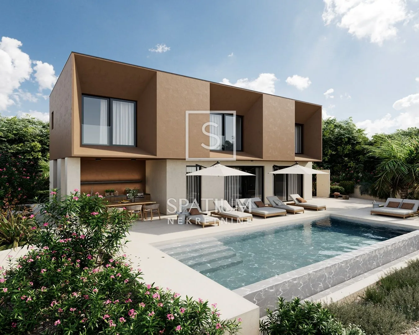 LABIN, MODERNA VILA S BAZENOM I POGLEDOM NA MORE - cover