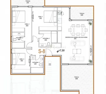 Penthouse stan novogradnja Mandre, Kolan, blizina mora pogled na more, otok Pag, 3S+DB