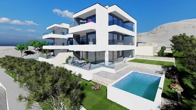 Stara Novalja, prvi red do mora, novogradnja - cover