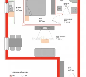 Stan novogradnja Zadar, Borik - Mocire, 1S+DB, parking, spremište u cijeni