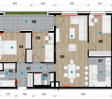 Stan Zagreb Črnomerec, Zapadni kolodvor 3S+DB četverosobni novogradnja