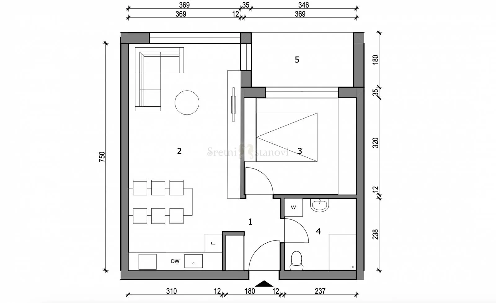 Stan apartman, novogradja Sloboština, 1S+DB - cover