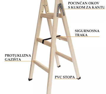 Ljestve drvene STAN. 3 gazišta A3 103cm - cover