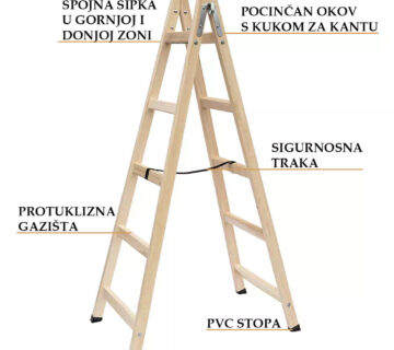 Ljestve drvene STAN. 5 gazišta A5 153cm - cover