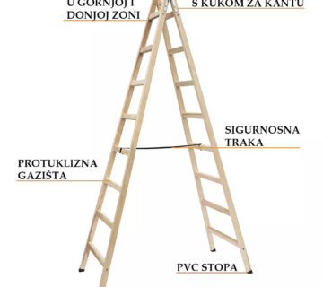 Ljestve drvene STAN. 8 gazišta A8 240cm - cover
