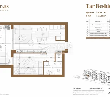 Tar - ekskluzivno, 1S+DB, novogradnja - cover
