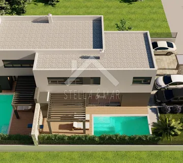 Moderna dvojna kuća sa bazenom, 60m do mora - Privlaka