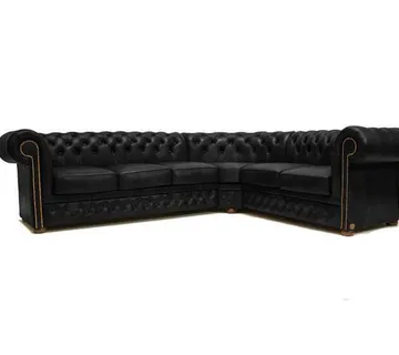 Chesterfield Kutna Garnitura First Class Leather | Matt Black - cover