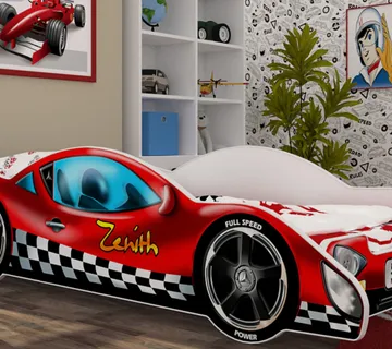 Drveni dječji krevet formula crvena – 160*80 – ime (djeteta) po želji - cover