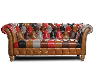 Chesterfield Harris Tweed Periwinkle Patchwork 2-Sjedišta Dvosjed - cover