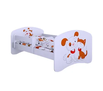 Drveni dječji krevet Happy psić i mačka bez ladice – 140*70 - cover