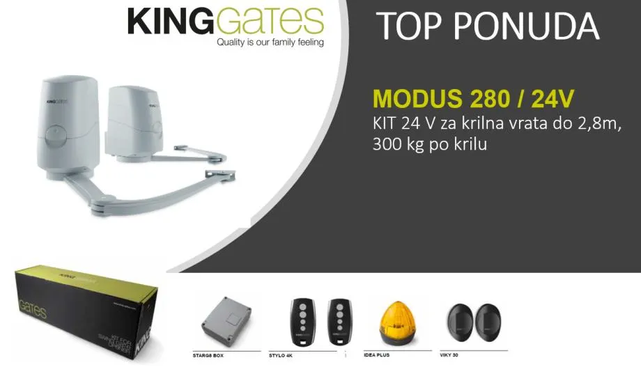 MOTOR ZA KRILNA DVORIŠNA VRATA KING GATES MODUS 280 - cover