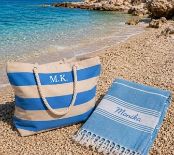 Set za plažu plavi – torba i pareo ručnik - Prozor, Otočac
