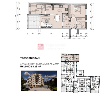 A. ŠTAMPARA trosoban stan, 68 m², 4. KAT, LIFT, NOVOGRADNJA - cover