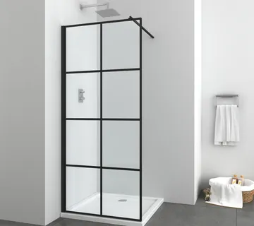 Tuš kabina 88-90x195cm/teleskopski nosač i zidni profil crna - Mihovljan, Čakovec