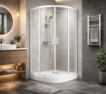 Polukružna tuš kabina sa kliznim vratima bijela 89-90x89-90x180cm - Mihovljan, Čakovec