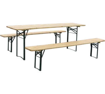 3-dijelni pivski set - stol 220 x 50 cm, klupe 220 x 25 cm, smreka, prirodno zelena - Mihovljan, Čakovec