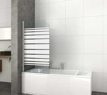 Pregrada za tuš s prozirnim staklom i prugastim uzorkom 76,5 x 130, bijela - Mihovljan, Čakovec