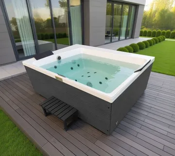 Bazen hidromasažni - jacuzzi vanjski KORFU - bijeli 190x140x70 cm, uključen pokrov i stepenicemi - Mihovljan, Čakovec