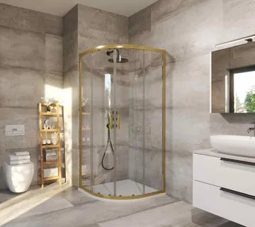 Tuš kabina polukružna RAPIDO 90PK brushed gold 90x90x195cm - Mihovljan, Čakovec