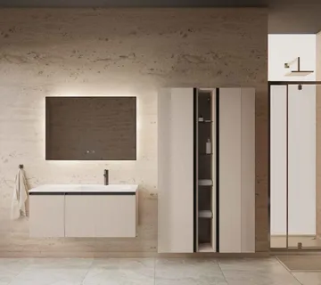 MIRAGE 120 kupaonski ormarić desni kašmir s crnim ručkicama - Mihovljan, Čakovec