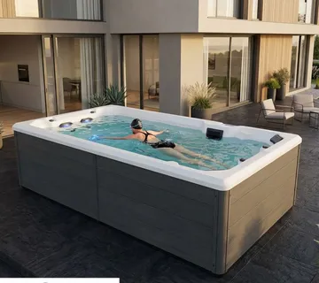 Bazen hidromasažni- jacuzzi plivajući VALENCIA, bijeli s pokrovom i stepenicama 400x220x126 cm - Mihovljan, Čakovec