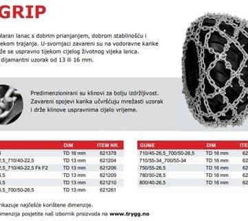 TRYGG lanac mreže harvester / forwarder U-GRIP 600/55-26,5 DD 16mm - cover