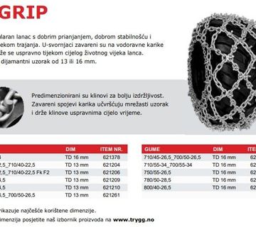 TRYGG lanac mreže harvester forwarder U-GRIP 700/70-34 710/70-34 16mm - cover