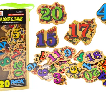 Set of Wooden Number Picture Magnets, 20 pieces - cover