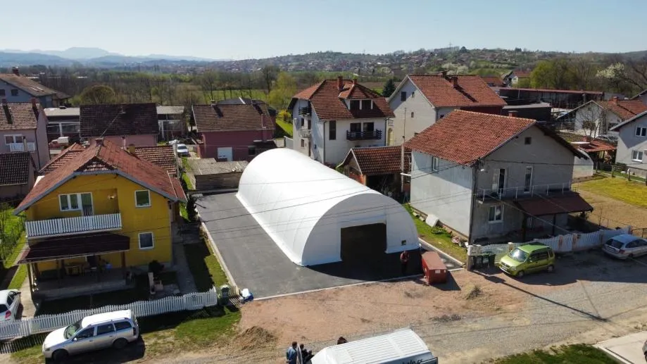 Montažna hala / montažni šator 9.15x12m 4,5m (V) 110m2 DOSTUPNO ODMAH - cover