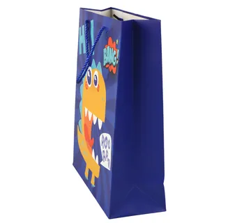 Papirnata poklon vrećica dinosaur plavi - cover