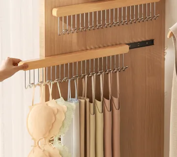 Teleskopska drvena vješalica s 12 udica – desno ili lijevo povlačenje - cover