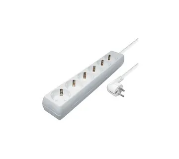 Transmedia 6-way power strip, 5,0 m cable, White - Umag