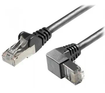 Transmedia Cat6A SFTP Patch Cable, RJ45 plug angled down, 0,5 m - Umag